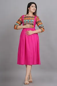 Stylish Rayon Stitched Printed Kurta For Women-thumb1