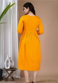 Elegant Yellow Printed Rayon Maternity Kurta For Women-thumb2