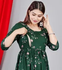 Elegant Green Printed Rayon Maternity Kurta For Women-thumb3