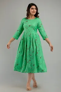 Elegant Green Printed Rayon Maternity Kurta For Women-thumb1