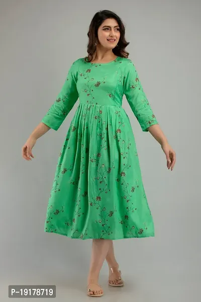 Elegant Green Printed Rayon Maternity Kurta For Women-thumb2