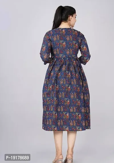 Elegant Blue Printed Rayon Maternity Kurta For Women-thumb4