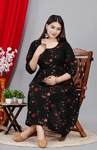 Elegant Black Printed Rayon Maternity Kurta For Women-thumb1