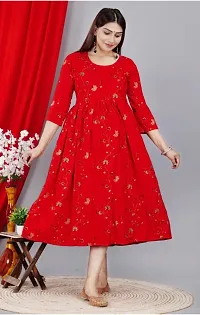 Elegant Red Printed Rayon Maternity Kurta For Women-thumb1