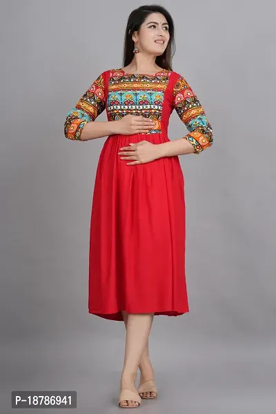 Stylish Rayon Stitched Printed Kurta For Women-thumb2