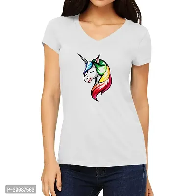 Elegant White Cotton Printed Tshirt For Women-thumb0