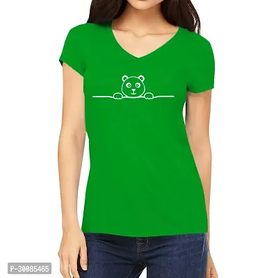 Elegant Green Cotton Printed Tshirt For Women-thumb0