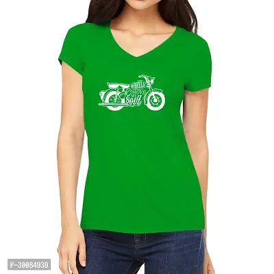 Elegant Green Cotton Printed Tshirt For Women-thumb0