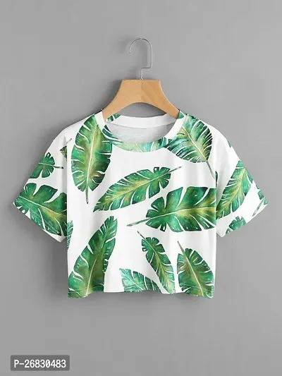 Classic Polyester Printed Crop Top for Women-thumb0