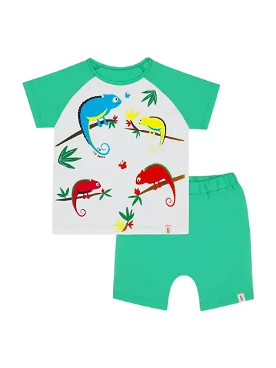 Trending Cotton Printed T-Shirt With Shorts For Baby Boys