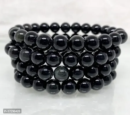 Black Tourmaline Crystal Bracelet Natural Healing Gemstone Beaded Bracelet for Men  Women, Color Black, Bead Size 8 mm By Agate Hub-thumb3