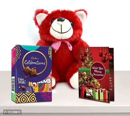 Midiron Gift Hamper for Christmas|Christmas  New Year Gift Combo|X-mas Chocolates Gift|Festive Hamper for New Year with Cadbury Chocolates with Red Teddy Bear  X-mas Greeting Card