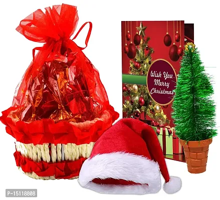 Midiron Festival Gifts Box Hamper|Merry Christmas Gift Combo |Chirstmas Gift Combo| New Year Gift Pack| Chirstmas Chocolate Basket, Santa Claus Cap, Miniature X-mas Tree  Greeting Card-thumb0