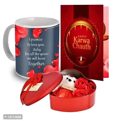 ME & YOU Special Karwachauth Gift Set for Love One, Wife, Girlfriend | Karwa Chauth Gifts Set, Best Gifts for Karwa Chauth with Tin Box, Quote Printed Mug, Greeting Card