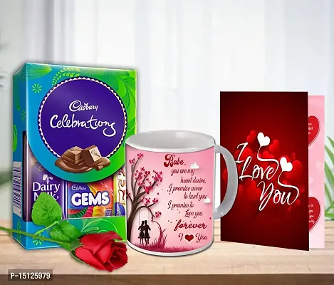 Midiron Valentine Day Gift Hamper For Wife/Women/ Girlfriend/ Special One | Gift Box With Artificial Rose  Ceremic Printed Mug, Greeting Card, Chocolates |Anniversary/Birthday Love Gift Combo