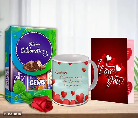 Midiron Romantic Gift for Girlfriend|Wife|Husband and Boyfriend |Love Anniversary Gift |Valentines Day Gift |Love Comboo with-Chocolate Box,Printed Mug, Artificial Rose  Love Card-thumb0