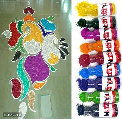 ME  YOU Colorful Glitter Rangoli Powder Bottles in 9 Colors- Multicolor Rangoli for Art Decor, Home Decor | Sparkle Rangoli Colors in Plastic Squeeze Bottles-thumb0