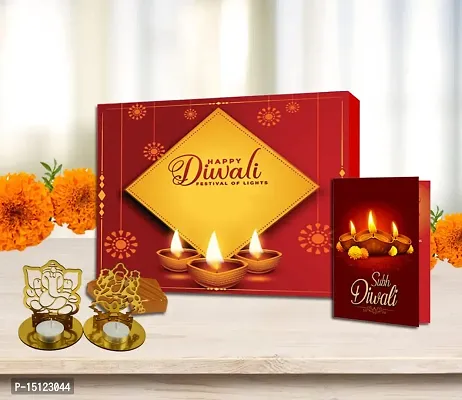 Midiron Lovely Diwali Gift Combo|Handmade Chocolates Combo Diwali Gift|Premium Diwali Hamper Pack-Chocolate Box, Greeting Card, Tealight Laxmi Ganesh Shadow Diya