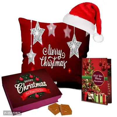 Midiron Christmas Gift Hamper|Christmas  New Year Chocolate Box|Chocolate Festival Gifts|Handmade Chocolate Gifts Box,Santa Cap,Greeting Card with Printed Cushion