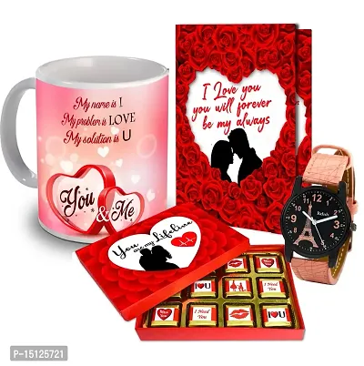 Midiron Love Gift Set For Wife/ Girlfriend | Best Gifts For Lover | Valentines Day Gift With Handmade Chocolate Box, Printed Ceramic Coffee Mug  Love Greeting Card-thumb0