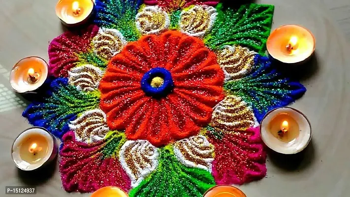 ME  YOU Rangoli Glitter Colour Bottle Set | Colorful Sparkle Rangoli Colour Powder for Diwali, Navratri, Durga Puja | Multicolour Rangoli Powder (Pack of 9)-thumb2