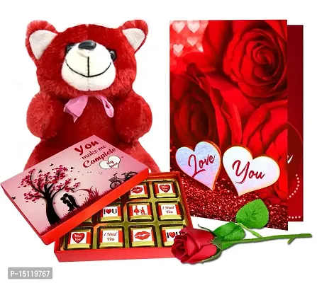 Midiron Romantic Gifts for Girlfriend/Boyfriend |Valentines Gift with Handmade Chocolate Box, Soft Teddy, Artificial Rose  Love Card | Birthday Romantic Gift | Love Gift Hamper-thumb0