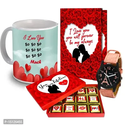 Midiron Chocolate Gifts Combo for Girlfriend/Boyfriend|Valentines Day Hamper| Anniversary, Birthday Combo with Handmade Chocolate Box, Printed Ceramic Coffee Mug  Love Greeting Card