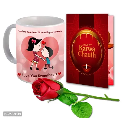 ME  YOU Unique Karva Chauth Gift Set for Wife, Girlfriend, Special One | Romantic Gift Hamper for Wife, Girlfriend and Love one with 325ML Coffee Mug, Greeting Card  Rose