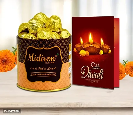 Midiron Chocolate Tin Box Hamper For Diwali | Festive Gift Combo | Deepawali Gift Pack-Chocolate Tin Box, Shubh Deepawali Greeting Card