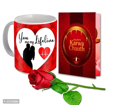 ME  YOU Karwa Chauth Gift Combo for Wife |Gift Hamper Gift for Wife with Lovely Card  Artificial Rose |Karwachauth Gifts for Wife, Ladies, Bhabhi with Rose Coffee Mug and Greeting Card-thumb0