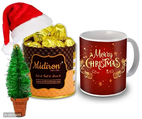 Midiron Beautiful Gift Combo for Christams, New Year|Lovely Gift Combo for Chirstmas|Handmade Chocolate Tin,Santa Cap,Xmas Tree with Printed Coffee Mug for Friends  Relative