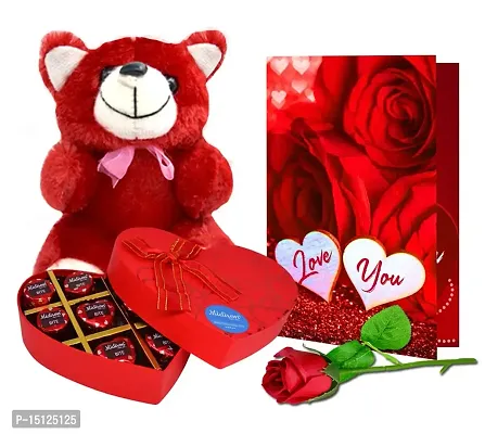 Midiron Beautiful Romantic Gift Hamper For Love One/Wife/Girlfriend |Anniversary  Birthday Gifts For Lover With Handmade Chocolates, Soft Teddy, Artificial Red Rose  Love Greeting Card