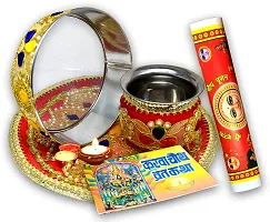 ME  YOU Karwa Chauth Thali, Karwa Chauth Thali Set, 7 Piece Karwa Chauth Pujan Thali Set, (Thali, Karwa, Channi, Story Book, Calendar, Deepak, Roli)-thumb3