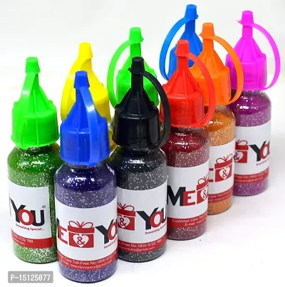 ME  YOU Easy to Use PVC Squeeze Bottle Rangoli Glitter Color Powder (80g Each) -Pack of 9