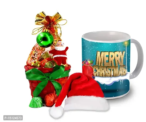 Midiron Christmas Chocolate Gift|Christmas  New Year Chocolate Gift|Christmas Gift Combo for Gifting-Handmade Chocolate Basket, Santa Claus Cap  Christmas Printed Ceramic Coffee Mug