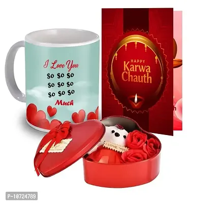 ME & YOU Special Karwachauth Gift Set for Love One, Wife, Girlfriend | Karwa Chauth Gifts Set, Best Gifts for Karwa Chauth with Tin Box, Quote Printed Mug, Greeting Card