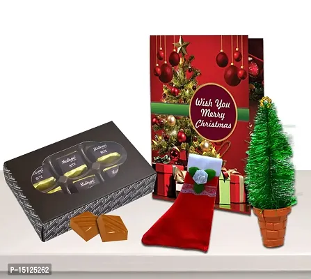 Midiron Beautiful Gift Combo for Christams, New Year|Lovely Gift Combo for Chirstmas|Handmade Chocolate Box, Santa Claus Stockings with X-mas Tree  Greeting Card for Friends  Relative