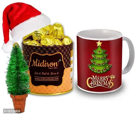 Midiron Christmas Chocolate Box |Festival Gifts Box|Chocolate Gifts For Christmas  New Year|Christmas Chocolate for Gifting |Handmade Chocolate Tin,Santa Cap,Xmas Tree  Printed Coffee Mug