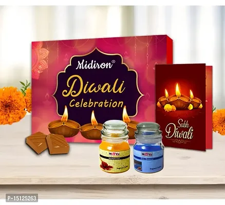 Midiron Special Diwali Handmade Chocolate Gifts Hamper |Diwali Celebration Gifts Combo|Festive Gift Hamper with Chocolate Box, Greeting Card, Fragrance Candle Jar