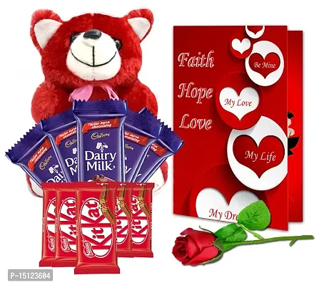 Midiron Lovely Gift For Wife/Women/ Girlfriend |Valentine Day Gift | Romantic Gift for Couple | Anniversary  Birthday Gift With Chocolate Bars, Teddy, Artificial Rose  Greeting Card