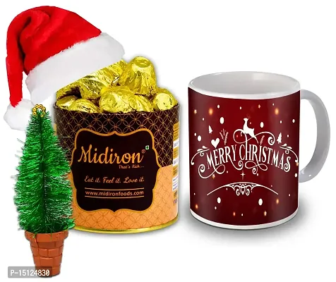 Midiron Merry Christmas Gift Hamper |Festival Gifts Box | Chirstmas Gift Combo| New Year Gift Pack |Chirstmas Handmade Chocolate Tin Box,Santa Cap,Xmas Tree with Printed Coffee Mug