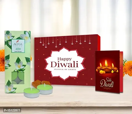 Midiron Diwali Chocolate Gift|Handmade Chocolates Combo Diwali Gift|Festive Diwali Hamper-Chocolate Box, Deepawali Greeting Card  Tealight Scented Jasmine Fragrance Candle