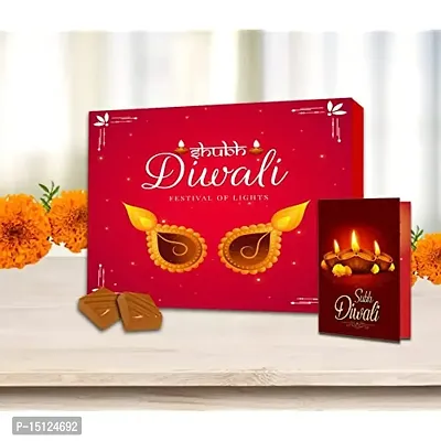 Midiron Diwali Handmade Chocolate Presents| Lovely Combo Diwali Gift| Special Diwali Hamper Pack with Chocolate Box  Shubh Deepawali Greeting Card-thumb0