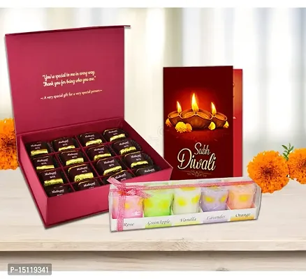 Midiron Beautiful Chocolate Gifts Hamper For Diwali |Diwali Combo Set | Handmade Chocolate Gift Hamper with Chocolate Box, Subh Deepawali Card  Scented Pillar Fragrance Candle