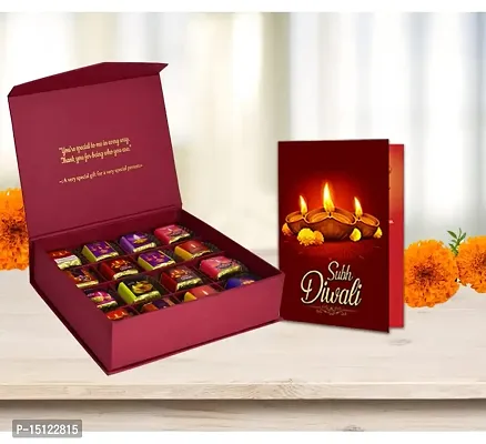 Midiron Diwali Handmade Chocolate Gifts Hamper |Diwali Sticker Gifts Combo|Choclate Diwali Gift |Festive Gift Hamper with Chocolate Box  Shubh Deepawali Greeting Card-thumb0