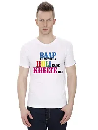 ME & YOU Men's Holi T-Shirt, Baap Ko Mat Sikha Holi Kese Khelte Hai Printed, Holi T-Shirt for Men's, Holi T-Shirts (Free Size)-thumb1