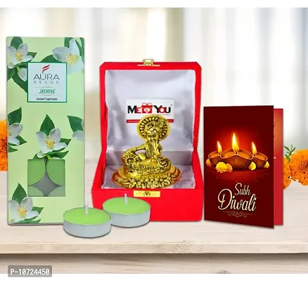 ME & YOU Diwali Figurine Gift Hamper|Idol Diwali Gifts Combo|Krishna Statue Diwali Gift |Festive Combo with Krishna Statue, Diwali Greeting Card & Tealight Scented Jasmine Fragrance Candle-thumb0