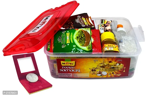 ME  YOU Pooja Kit with 25 Pooja Items -  Pooja Items for Navratri special, Ganesh Chauth, Garh Parvesh, Kirtan | Hawan Samagri, Housewarming Pooja | Festival Pooja Kit  With All Ingredients  Silver Coin