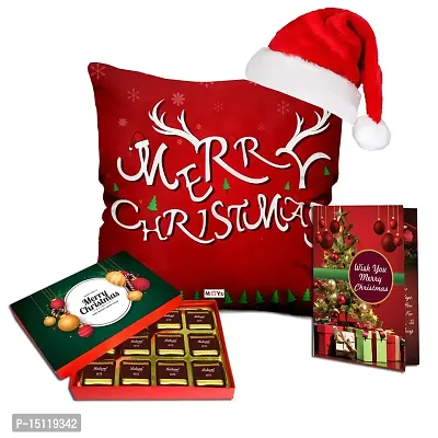 Midiron Festival Gifts Box Hamper | Chirstmas Gift Combo| Merry Christmas Gift Combo | New Year Gift Pack | Chirstmas Chocolate Box with Printed Cushion, Santa Claus Cap  Greeting Card