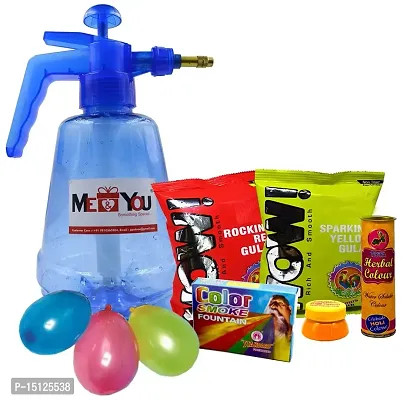 MEYOU Holi Water Pump |Herbal Gulal |Chandan Tika|Color Fountain |Holi Color |Balloon Pack 200 IZ22HoliPumpBL200CF1WC1GT1GWP2-001